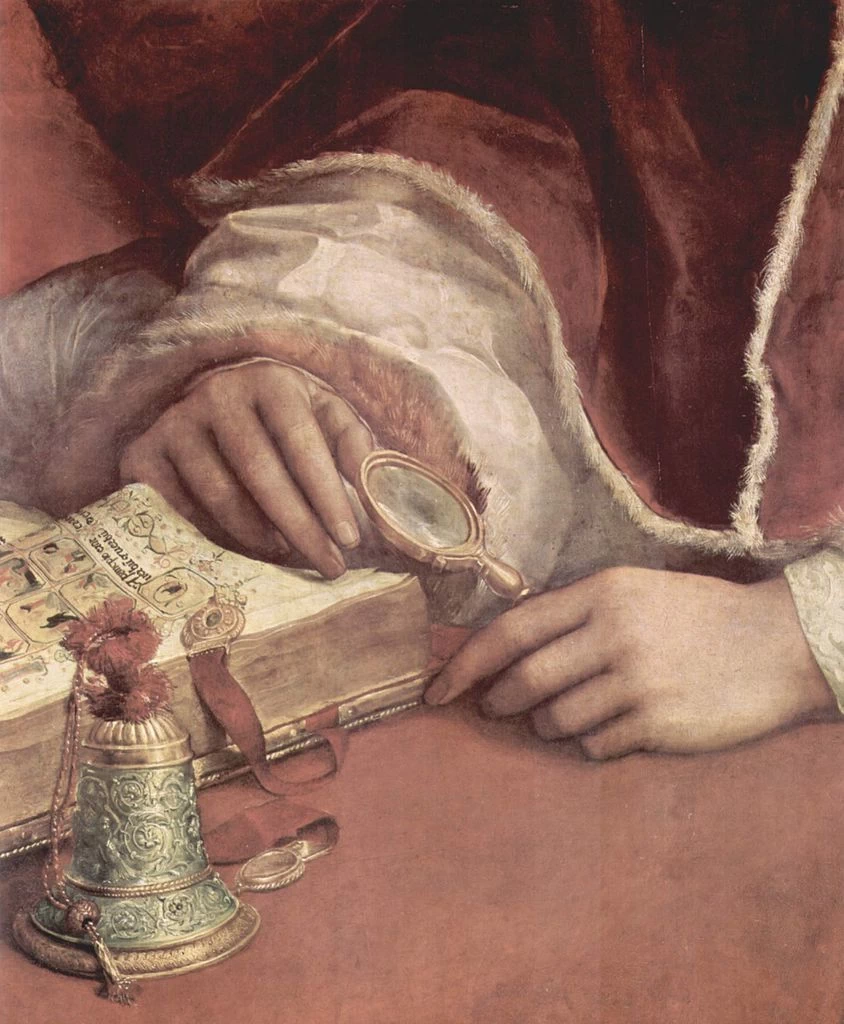Sanzio - 329, Ritratto di Leone X con i cardinali Giulio de' Medici e Luigi de' Rossi 1518, 1519. Firenze, Galleria degli Uffizi, dettaglio